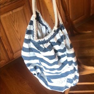 Striped Bucket style tote bag